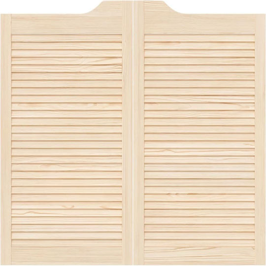 Swing Doors Louvred Design 1-pair 100x100 Cm Μασίφ Ξύλο Πεύκο Καφέ 100 X 100 Cm