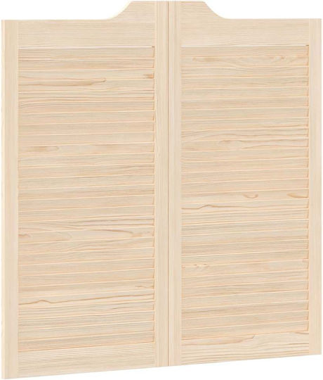 Swing Doors Louvred Design 1-pair 100x100 Cm Μασίφ Ξύλο Πεύκο Καφέ 100 X 100 Cm