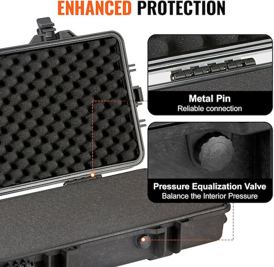 Vevor Rifle Case Hard Rifle Case 3 Layers Fully Protective Foam Hard Gun Case 50 Inches Wheels Waterproof IP67 Two Rifles or Hunting Guns Airsoft Pistol
