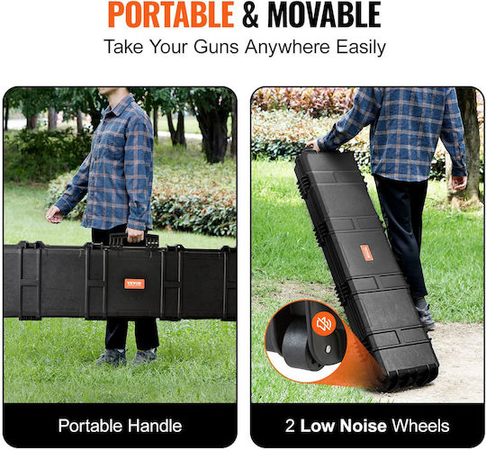Vevor Rifle Case Hard Rifle Case 3 Layers Fully Protective Foam Hard Gun Case 50 Inches Wheels Waterproof IP67 Two Rifles or Hunting Guns Airsoft Pistol