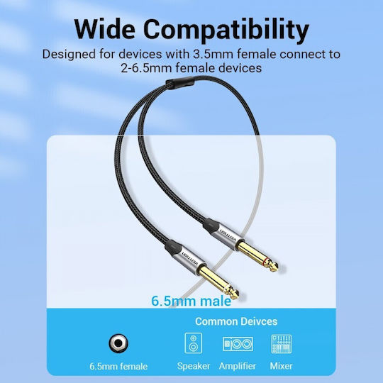 Vention Cable 6.3mm male - 3.5mm male 1m Γκρι