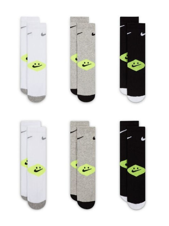 Nike Kids' Socks Dri-Fit Smiley Crew Gray 6 Pairs