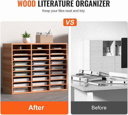 Vevor Wood Literature Organizer File Sorter Βάση Αποθήκευσης Χαρτιού 27 Υποδοχές Λευκό