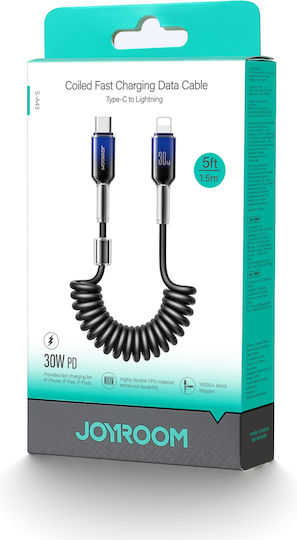 Joyroom Series Spiral USB-C to Lightning Cable 30W Μαύρο 1.5m