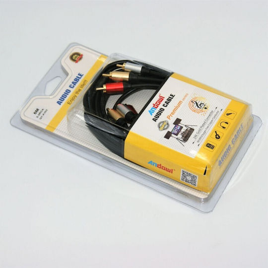 Andowl Audio Cable TRRS 3.5mm Male - RCA Male Black 3m QY-AV103