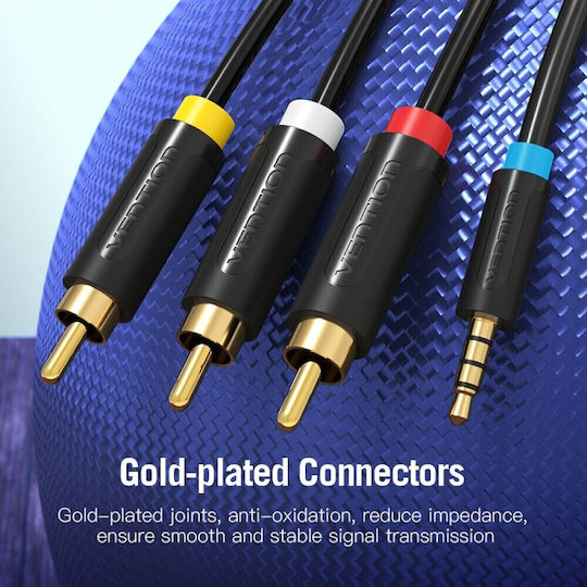 Vention 3,5mm Klinkenkabel mit 3x RCA-Stecker Schwarz 1,5m