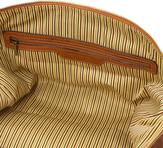 Tuscany Leather Σακ Βουαγιάζ Μπεζ από Δέρμα Μ42xΠ24xΥ25εκ.