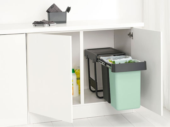 Brabantia Πλαστικός Κάδος Απορριμμάτων 2x15lt Γκρι