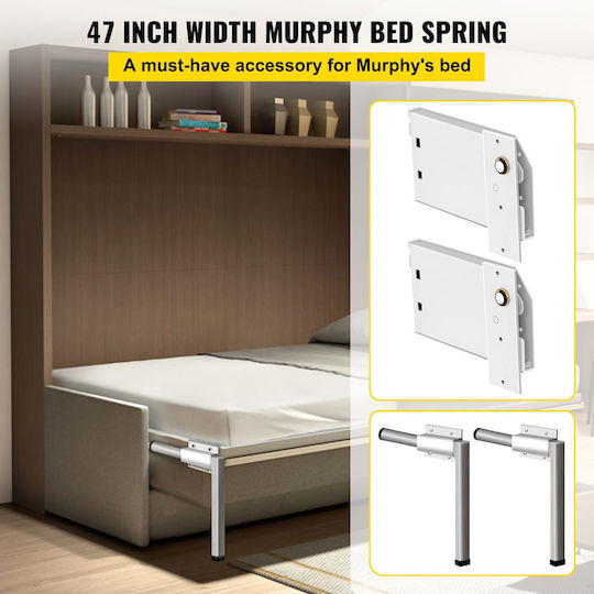 Vevor Murphy Wall Mounting Springs Heavy Duty Mechanism Hardware Set DIY Queen Size Bed Horizontal White