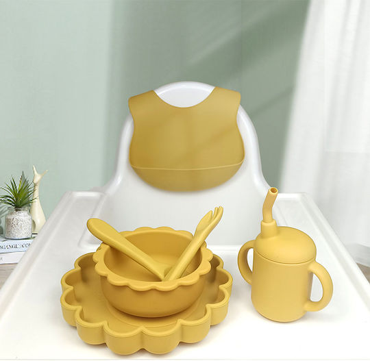 Queen Mother Queen Mother Baby & Kids Feeding Set Bunny Made of Silicone with Anti-Slip Base Pink 6 Pieces for 6+ Months