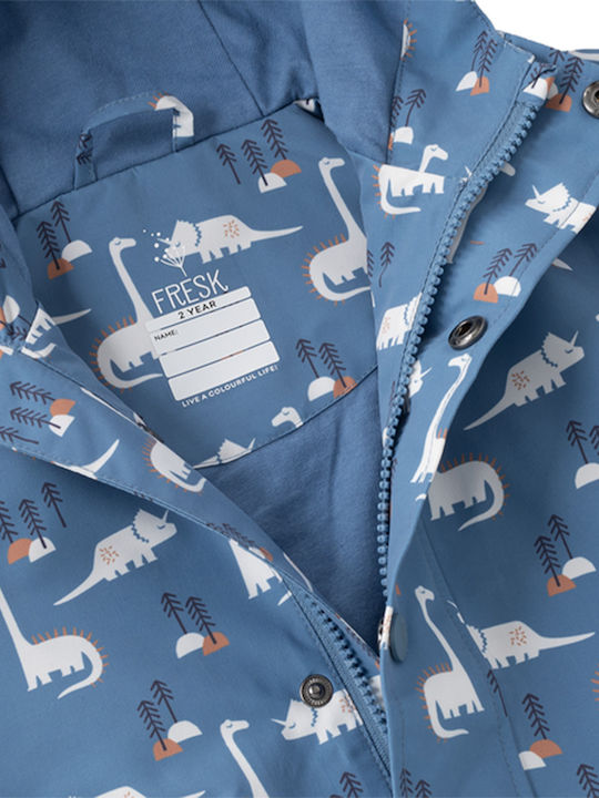 Waterproof Kids' Casual Jacket with Lining & Hood Blue