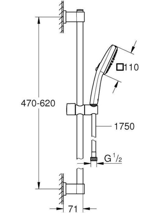 Grohe Στήλη Ντουζ χωρίς Μπαταρία Ασημί