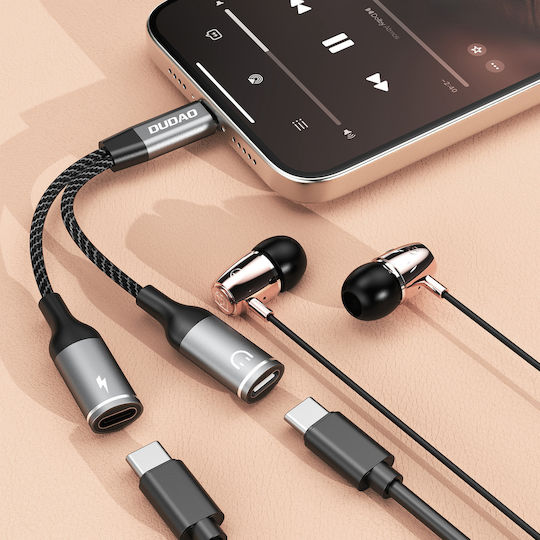 Dudao L13C+ Конвертор USB-C мъжки към USB-C 2x женски Сив 1бр