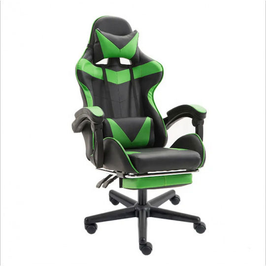 Homeone GMC Artificial Leather Gaming Chair with Footrest Green / Black