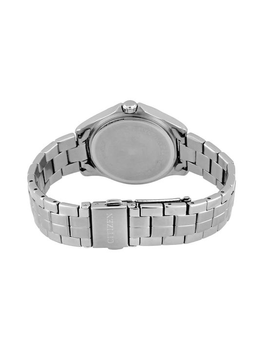 Citizen Crystal Γυναικείο Ρολόι 32mm Μπαταρίας με Ασημί Μεταλλικό Μπρασελέ