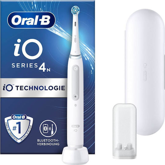Oral-B iO Series 4 Electric Toothbrush with Timer, Pressure Sensor, and Travel Case Quite White