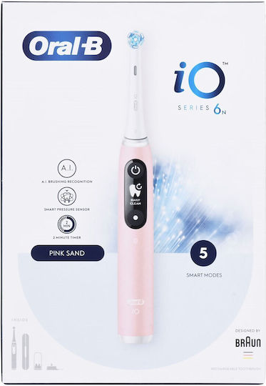 Oral-B iO Series 6 Electric Toothbrush with Pressure Sensor and Travel Case Pink