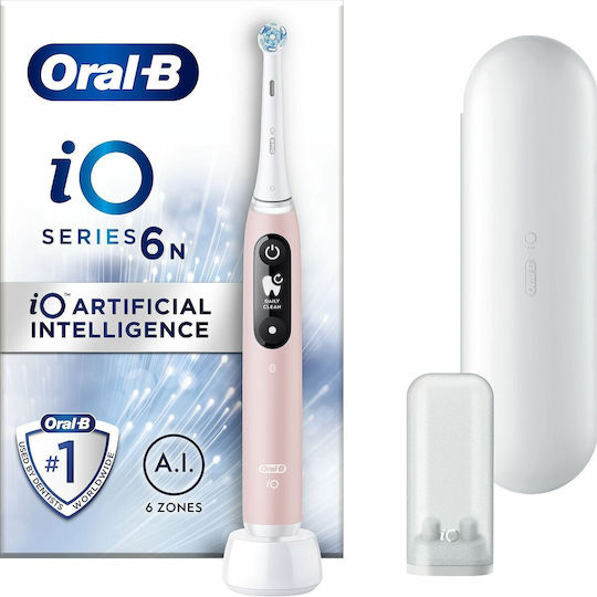 Oral-B iO Series 6 Electric Toothbrush with Pressure Sensor and Travel Case Pink