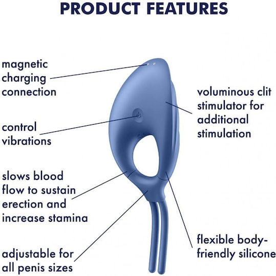 Satisfyer Swordsman Vibrating Cock Ring Cock Silicon Blue