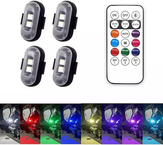 Led Rechargeable Strobe Lights Remote Control Rgbw Drones Boats Motorcycles Cars 4pcs Tc-161