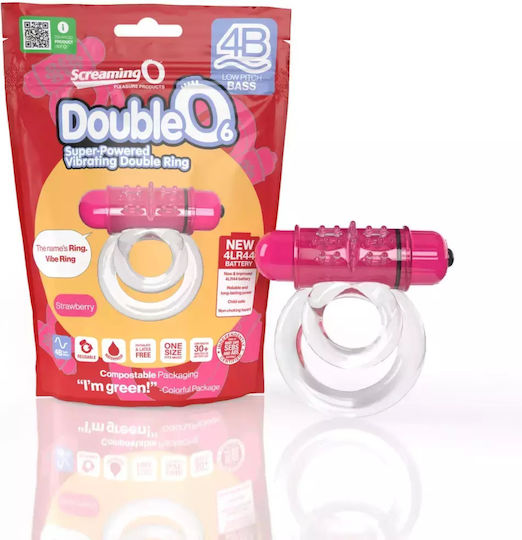Double Vibrating Cock Ring - The Screaming O Vibrating Cock Ring 4b Double O 6 Strawberry