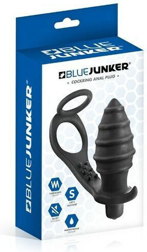 Blue Junker Δονούμενο Δαχτυλίδι Πέους & Όρχεων με Πρωκτική Σφήνα Μαύρο
