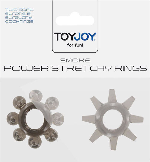 ToyJoy 2 Power Stretchy Cock Rings Set Cock Rings Cock Black 2buc