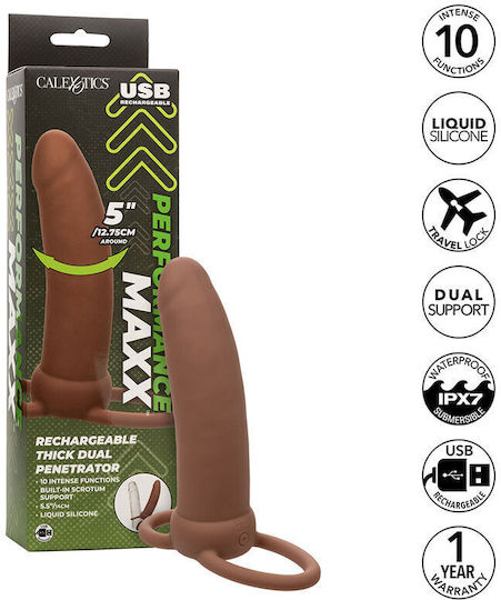 Calexotics Performance Maxx Rechargeable Thick Dual Penetrator Brown Skin Tone