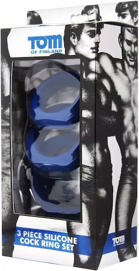 Tom of Finland 3 Piece Silicone Cock Ring Set Blue