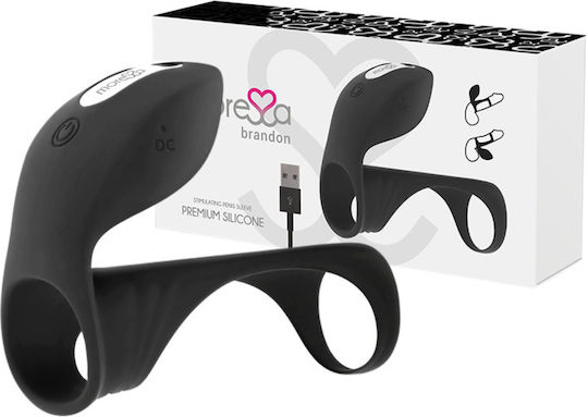Amoressa Premium Silicone Vibrating Ring And Penis Sleeve Black