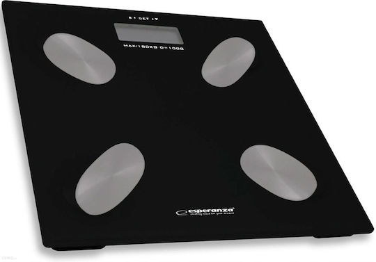 Esperanza Digital Badezimmerwaage mit Körperfettmessung in Schwarz Farbe EBS022K