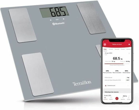 Terraillon Smart Connect Умна Кантар С анализ на мазнини в Сив цвят