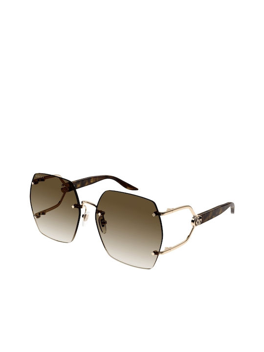 Gucci Women's Sunglasses with Rose Gold Metal Frame and Brown Gradient Lens GG1562S 002