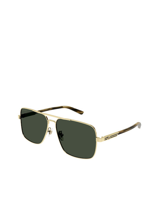 Gucci Men's Sunglasses with Gold Tartaruga Frame and Green Lens GG1289S 003