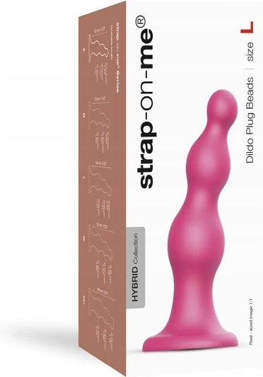 Strap On Me Dildo Plug Beads Large Metallic Raspberry Pink