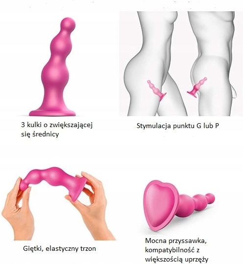Strap On Me Dildo Plug Beads Large Metallic Raspberry Pink