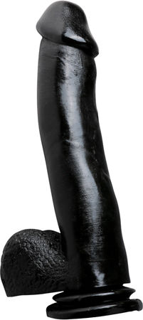 Basix Rubber Works Ρεαλιστικό Dildo με Όρχεις και Βεντούζα Μαύρο 30cm