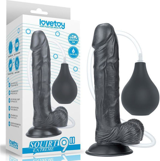 Lovetoy Реалистично дилдо с Топки, Вендуза и Възможност за Еякулация Черен 25см