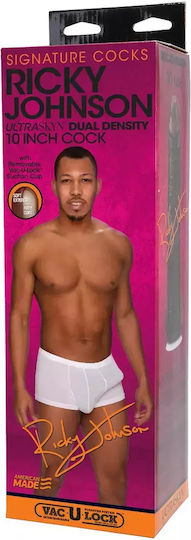 Doc Johnson Signature Cocks Ricky Johnson with Removable Vac-U-Lock Ρεαλιστικό Dildo με Όρχεις και Βεντούζα Καφέ 25cm