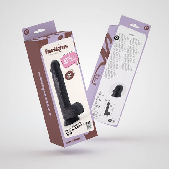 Crushious Glass Dildo with Balls and Suction Cup Black 21cm