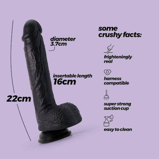 Crushious Glass Dildo with Balls and Suction Cup Black 21cm