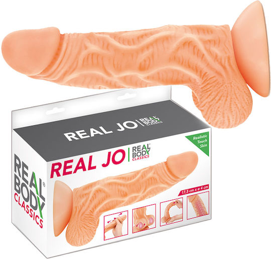 Real Body Реалистично дилдо с Топки и Вендуза Телесен 18см