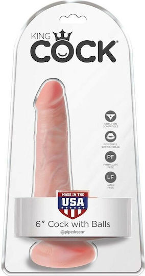 King Cock Ρεαλιστικό Dildo με Όρχεις και Βεντούζα Light 15cm
