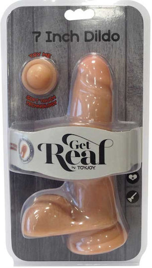 ToyJoy Get Real Dual Density Dildo with Balls Ρεαλιστικό Dildo με Όρχεις και Βεντούζα Flesh 18cm