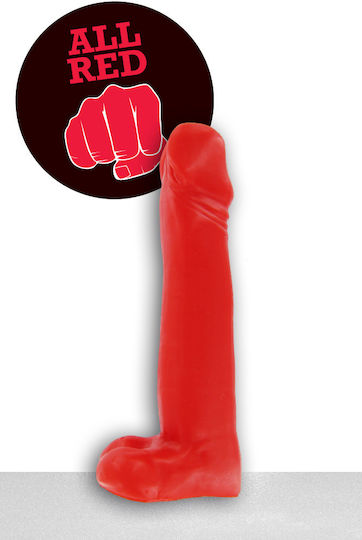 All Black All Red BBC Realistic Dildo with Scrotum Red 34cm