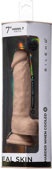 SilexD Glass Dildo with Balls and Suction Cup Flesh 18cm