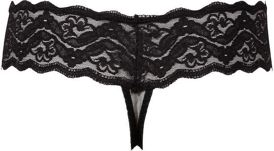 Cottelli Collection Lace Thong Женски Секси Прашка Black