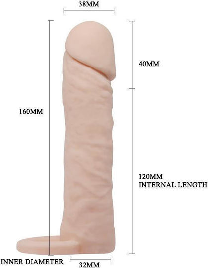 Baile Realistic Penis Sleeve Medium Προέκταση Πέους Flesh 16cm