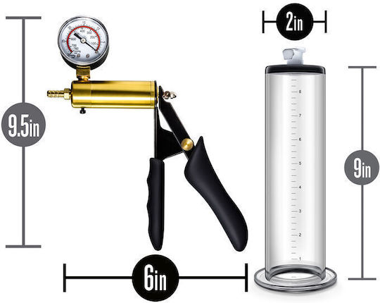 Blush Performance VX6 Vacuum Penis Pump With Brass Pistol & Pressure Gauge Τρόμπα Πέους Διάφανη