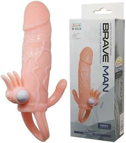 Baile Brave Man Vibe Προέκταση Πέους με Δόνηση Flesh 15cm